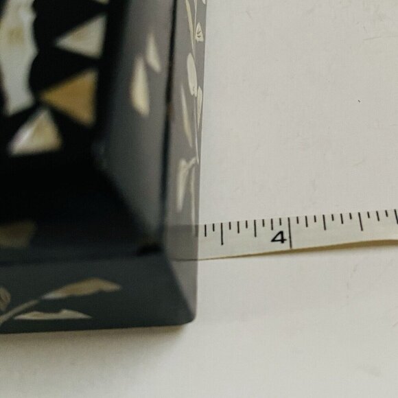 Chinese Mother of Pearl Wood Lacquer Box Old Man Floral Asian Trinket Decor - Picture 12 of 14